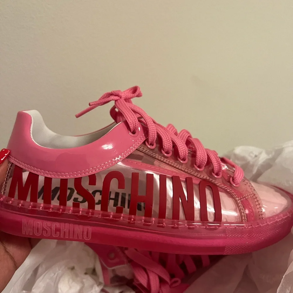 Moschino Kids Hot Pink Logo Low-Top Sneakers